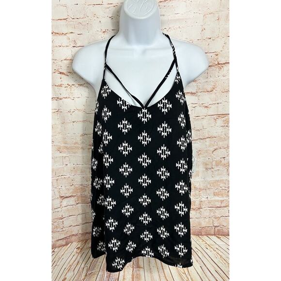 No Boundaries Black Aztec Woven Tank Top Sz XL (15-17) Strappy Loose New - Picture 4 of 8